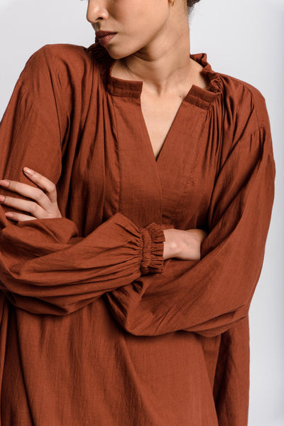 Toasted brown flared dress - Brown