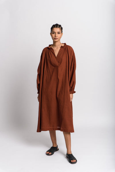 Toasted brown flared dress - Brown