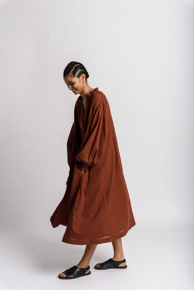 Toasted brown flared dress - Brown