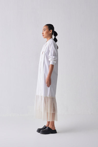 GATHERED HEM SHIRT DRESS
