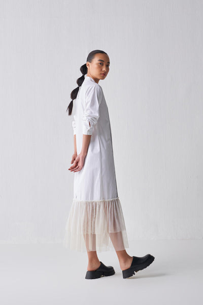 GATHERED HEM SHIRT DRESS