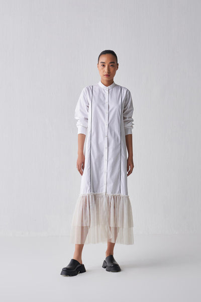 GATHERED HEM SHIRT DRESS