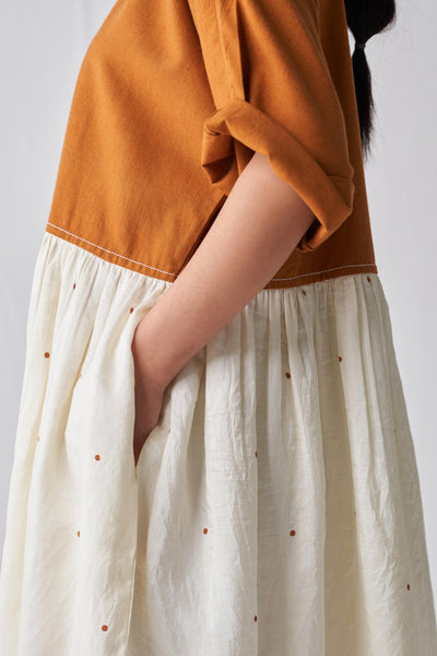 YOKE GATHERED DRESS