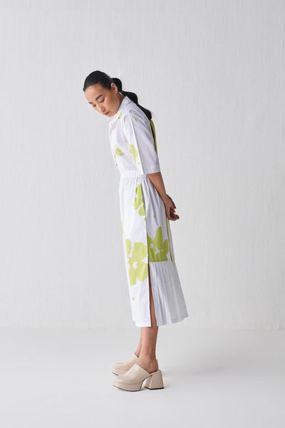 COLLARED SIDE ELASTIC WAIST DRESS