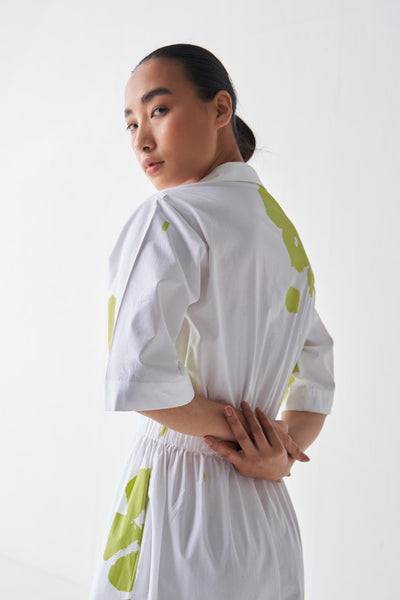 COLLARED SIDE ELASTIC WAIST DRESS