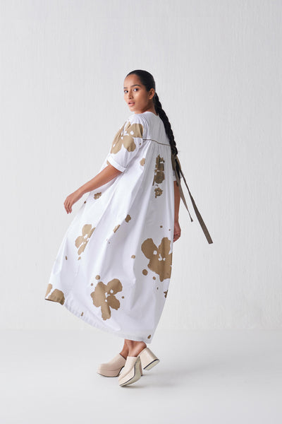 GATHER NECK DRESS (SAGE PRINT)