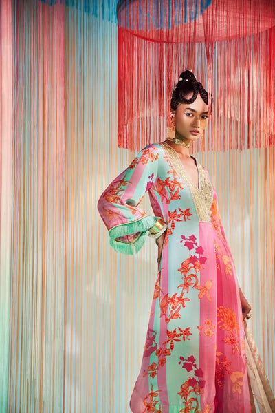 HOT PINK ORCHID FRONT PLEAT KURTA SET