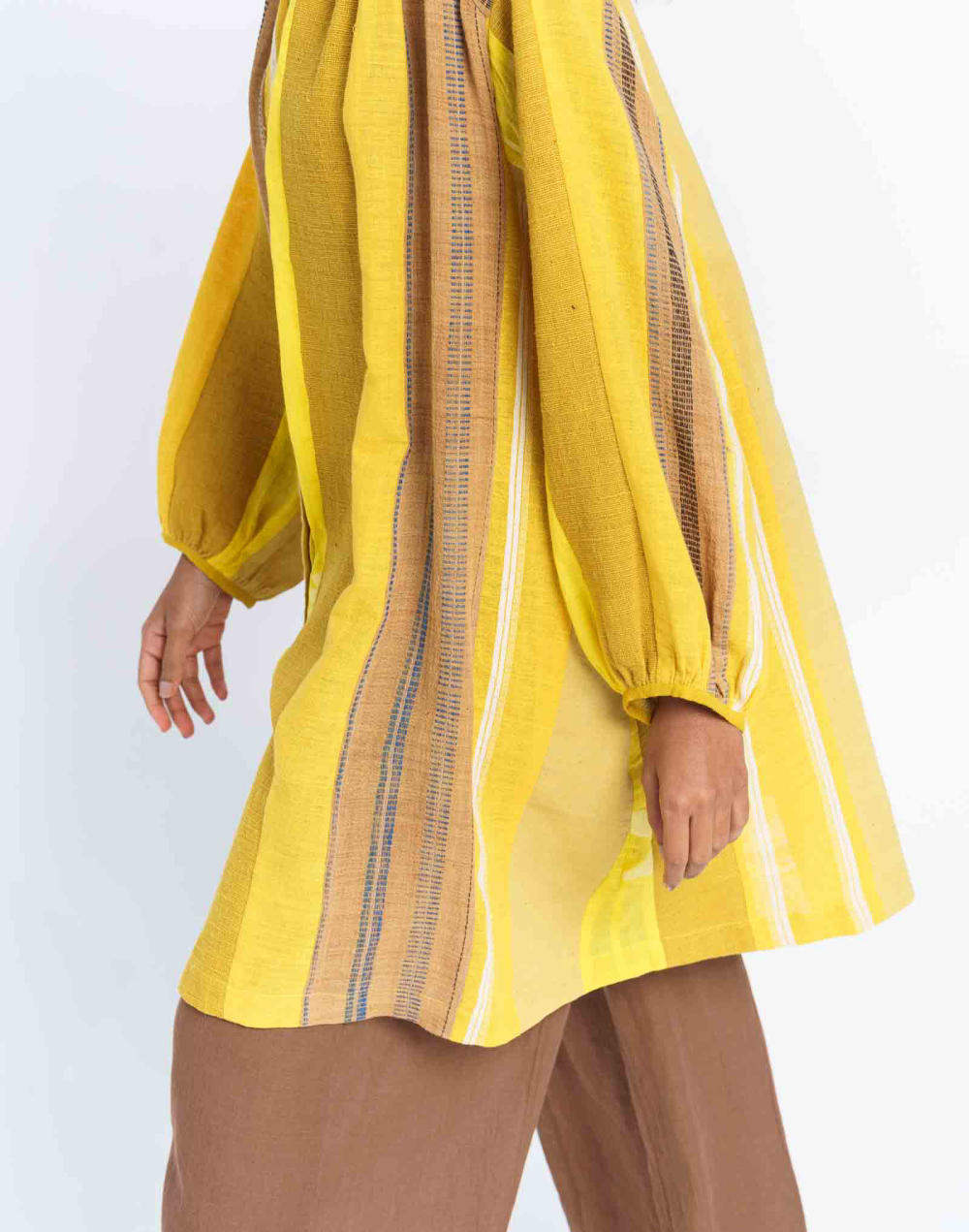 Sunset stripes oversized shirt dress - Yellow