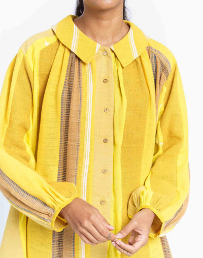 Sunset stripes oversized shirt dress - Yellow