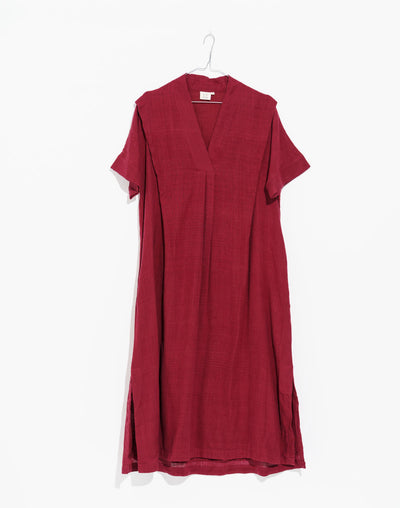 Deep wine organic cotton long dress - Red
