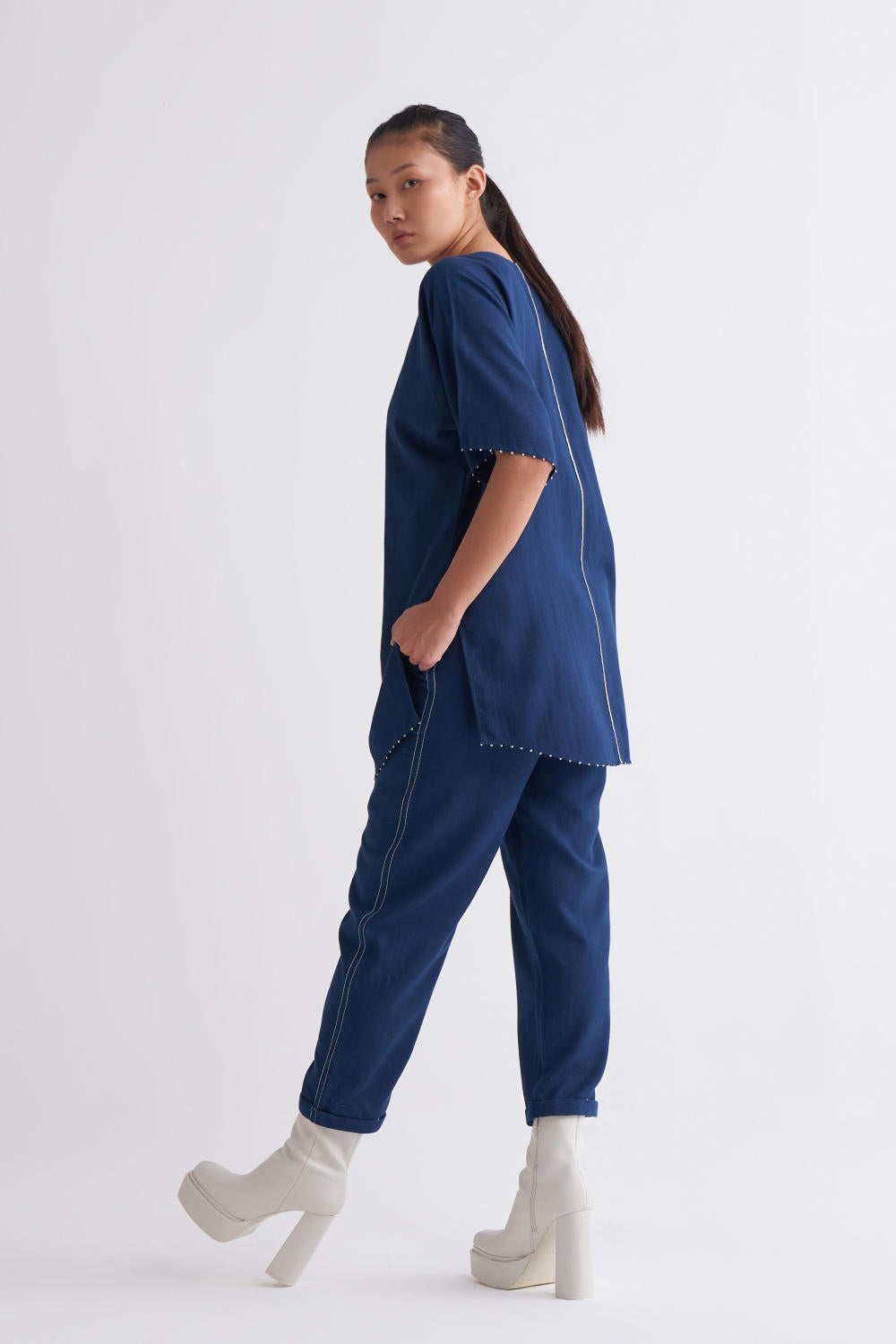 Dolman Sleeve Top Co-ord - Navy