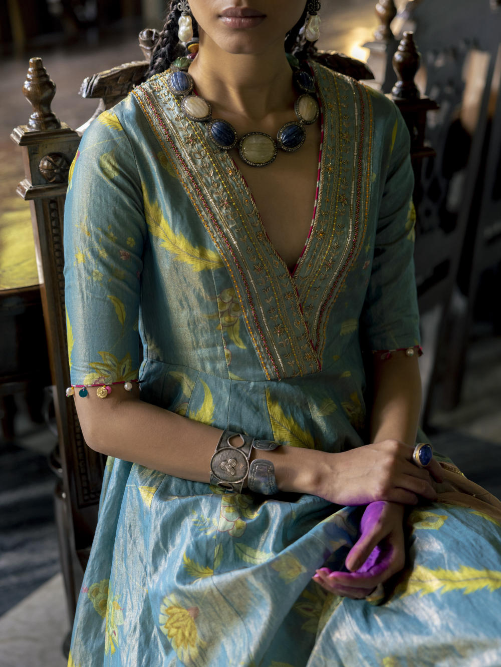 Fariba Moonlight Printed Tissue Anarkali Set