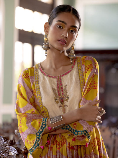 Fariba Lime Yellow Ivory Yoke Kurta Set