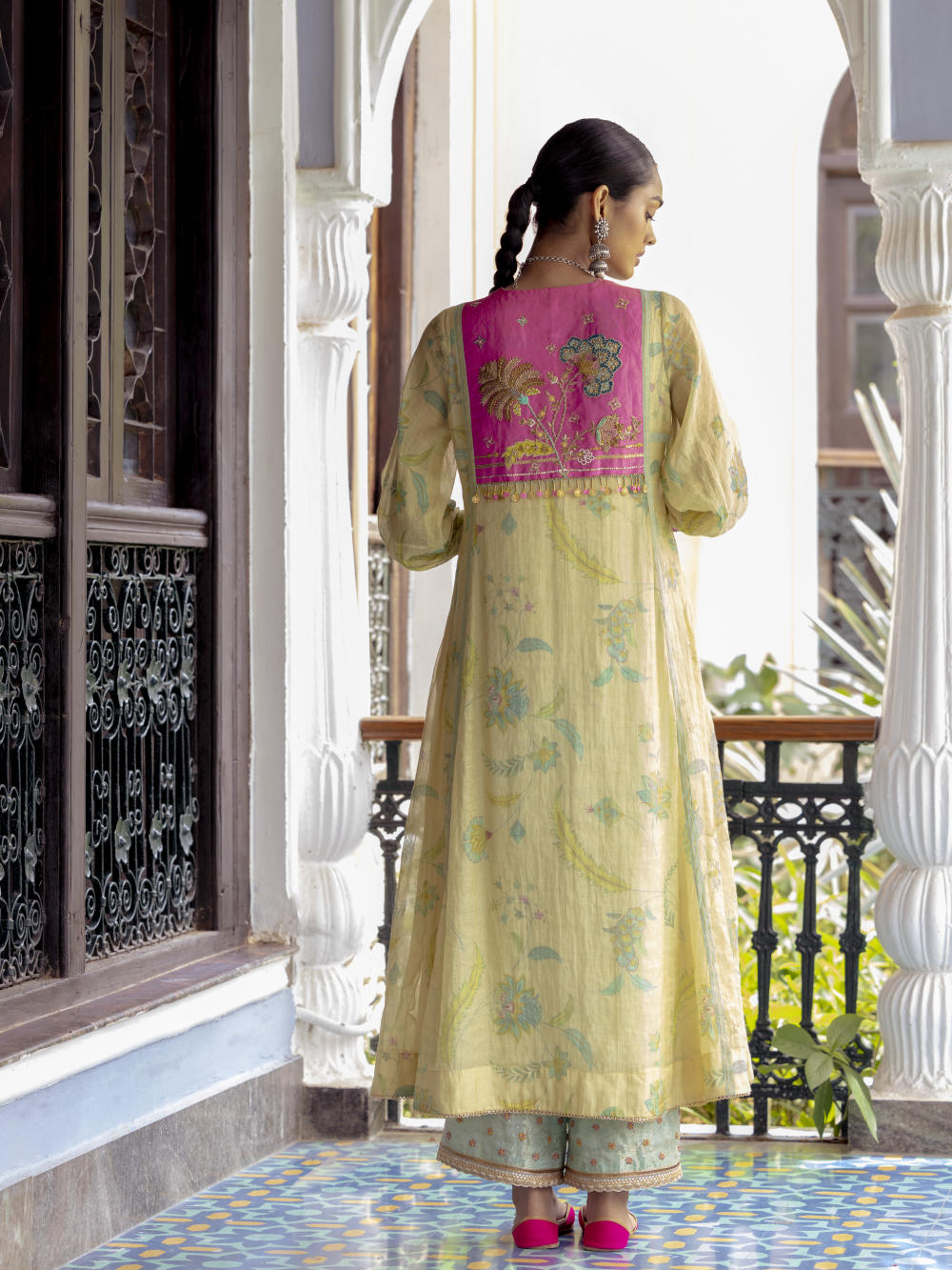 Fariba Ivory Printed Back Yoke Kurta Set