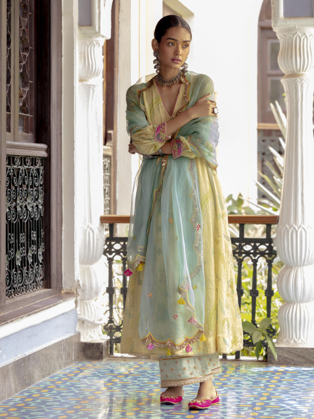 Fariba Ivory Printed Back Yoke Kurta Set