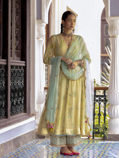Fariba Ivory Printed Back Yoke Kurta Set