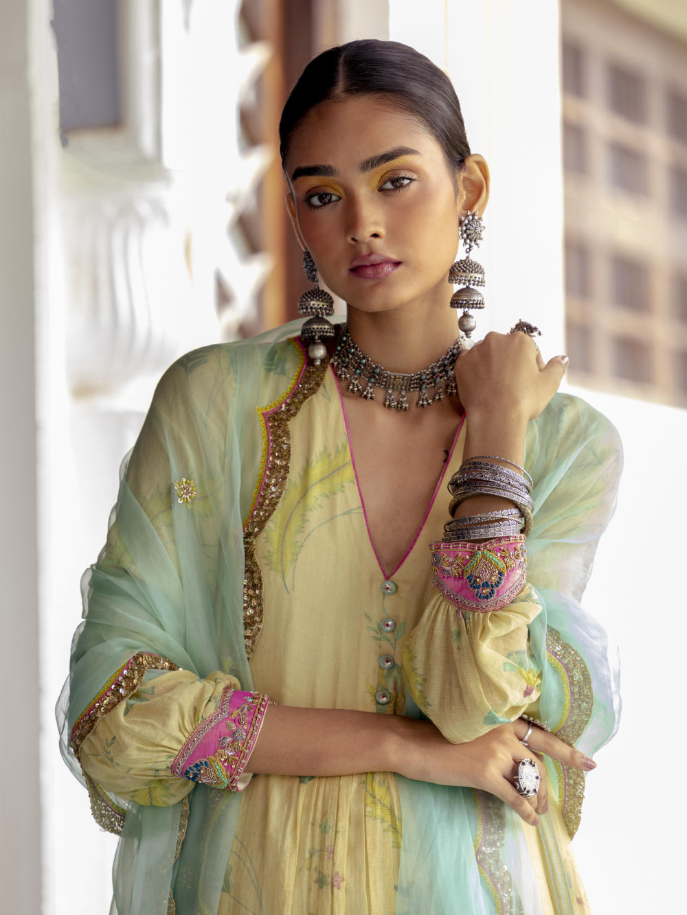 Fariba Ivory Printed Back Yoke Kurta Set