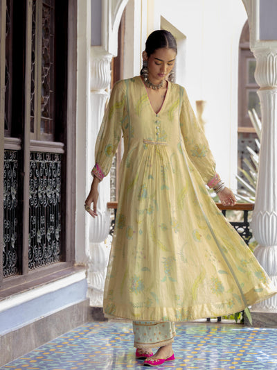 Fariba Ivory Printed Back Yoke Kurta Set
