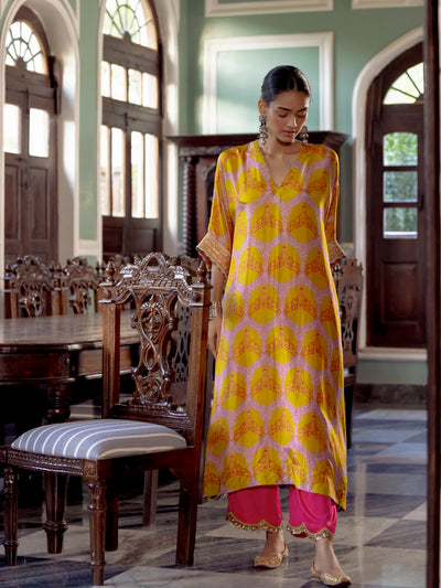 Fariba Yellow Kaftan Kurta Set