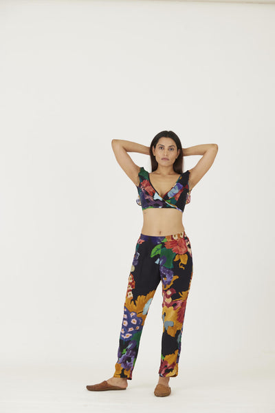 FARAH BLACK BRALETTE & PANTS SET