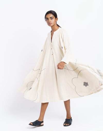 Flower scribble dress - Off White