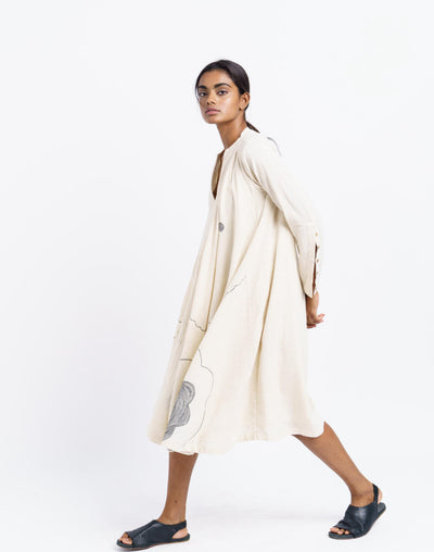 Flower scribble dress - Off White