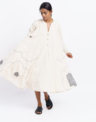Flower scribble dress - Off White