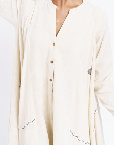Flower scribble dress - Off White