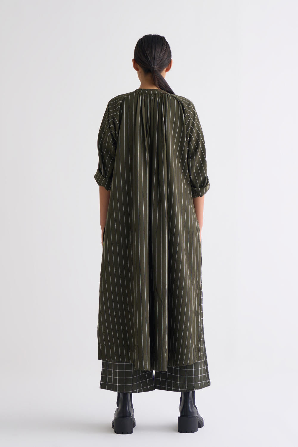 Gather Neck Shirt Co-ord - Olive