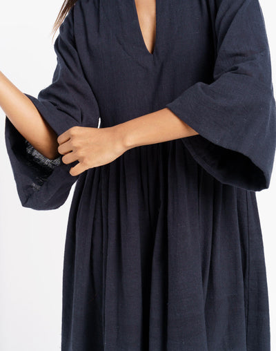 Gathered midi dress - Black