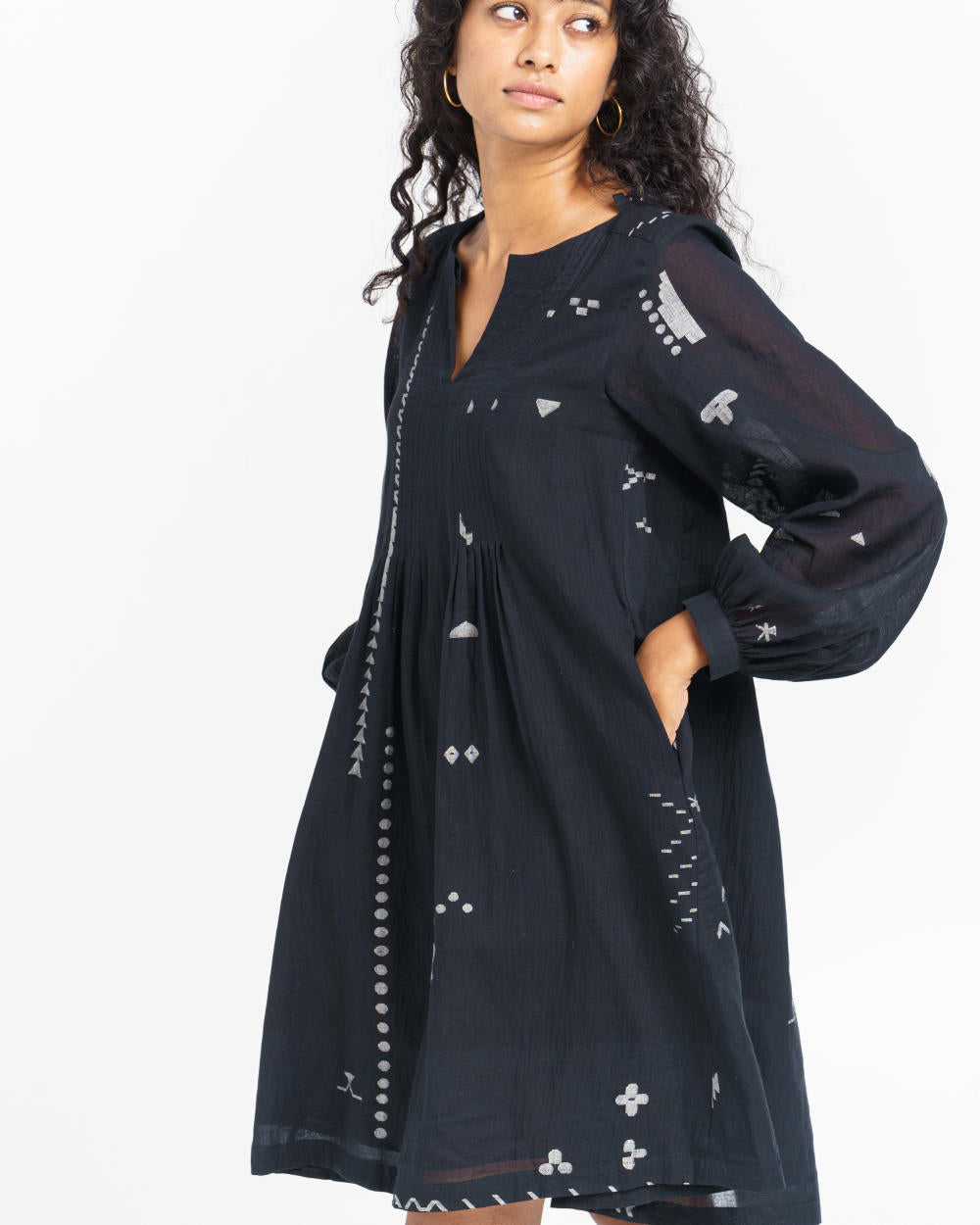 Hand-detailed relaxed short dress