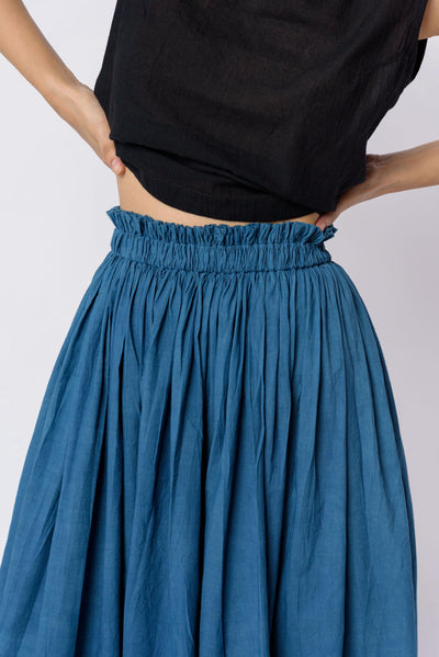 Indigo pleated skirt - Indigo