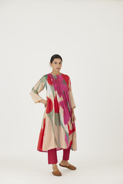 LEI LANI RED PINTUCKS KURTA SET