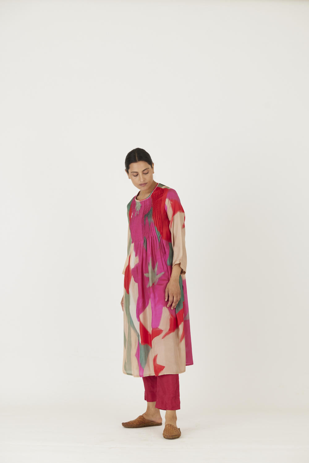 LEI LANI RED PINTUCKS KURTA SET