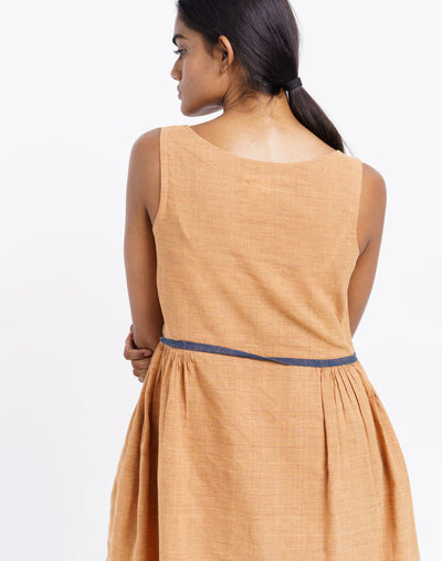 Madras check midi dress - Beige