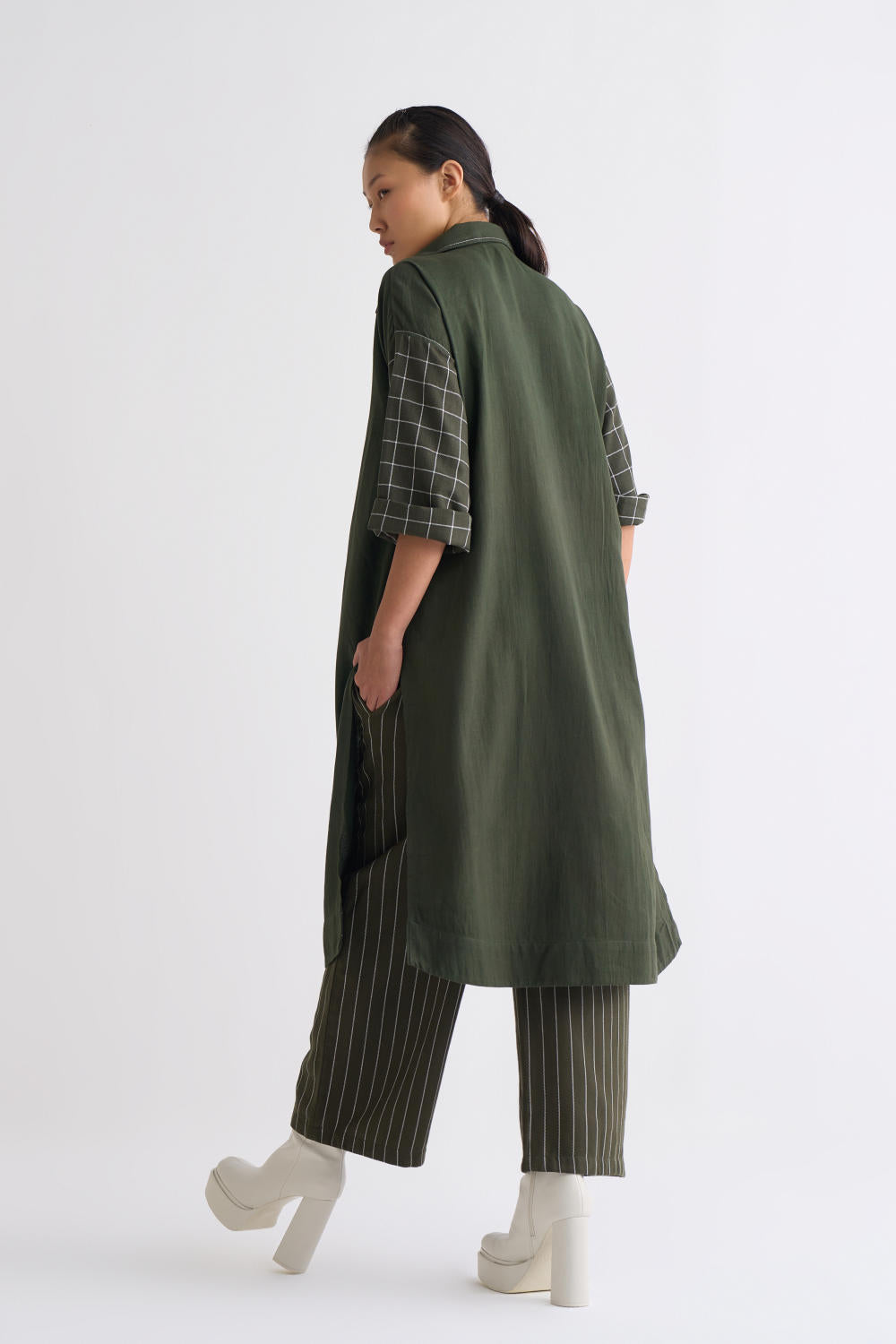 Overlap Kaftaan Co-ord - Olive