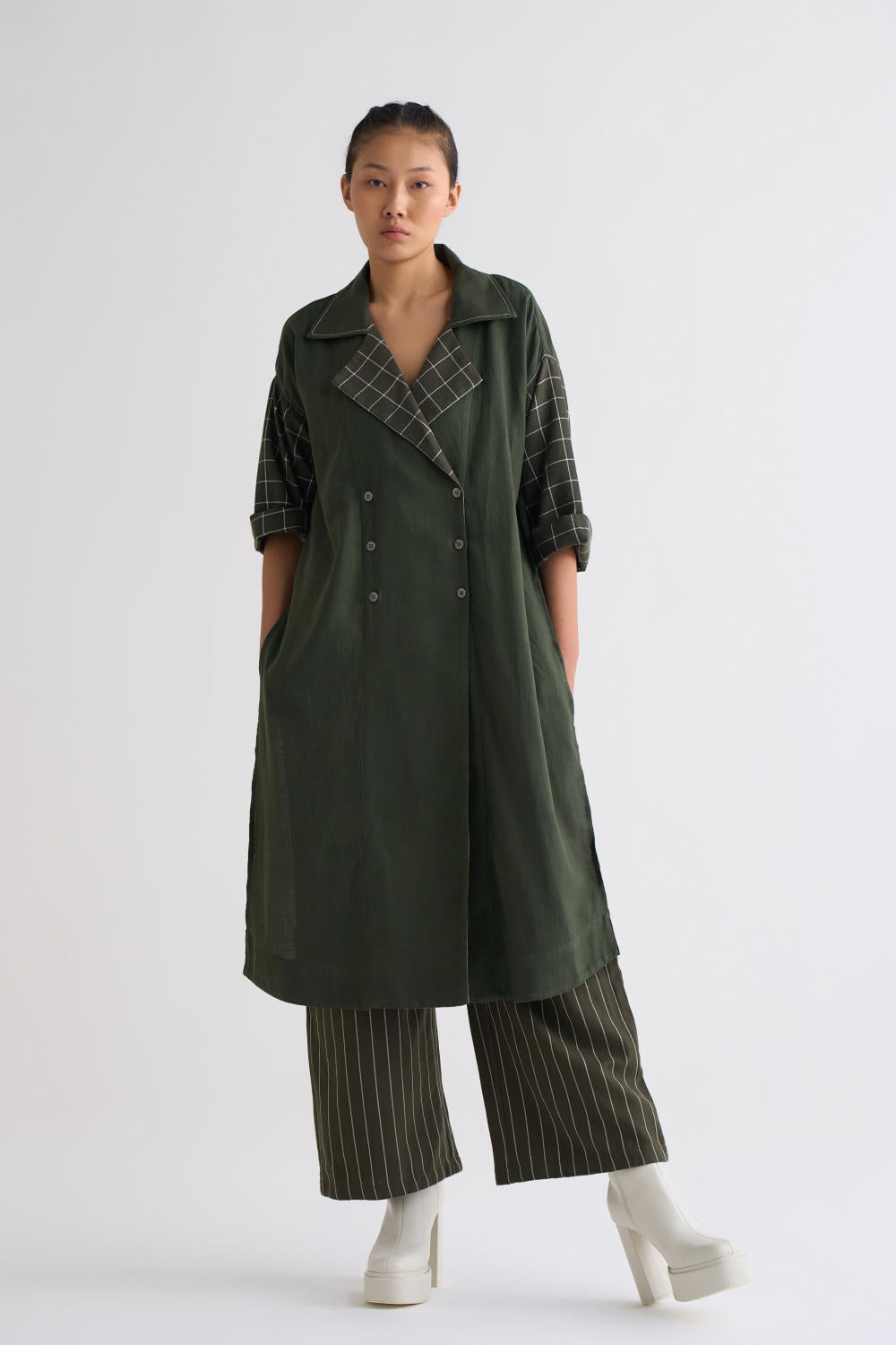Overlap Kaftaan Co-ord - Olive