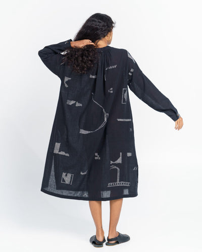 Oversized gathered slate dress