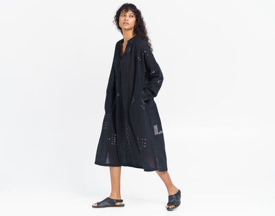 Oversized gathered slate dress
