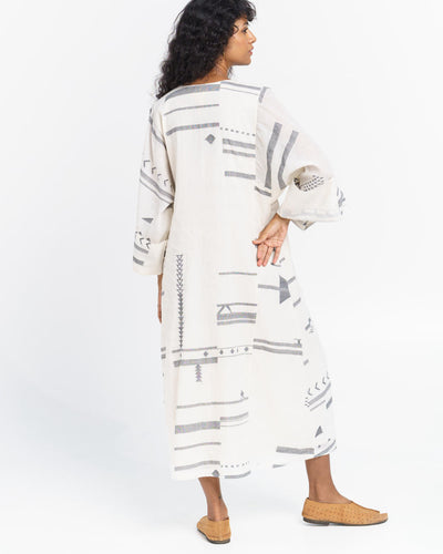 Oversized sleeve straight-cut dress