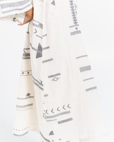 Oversized sleeve straight-cut dress