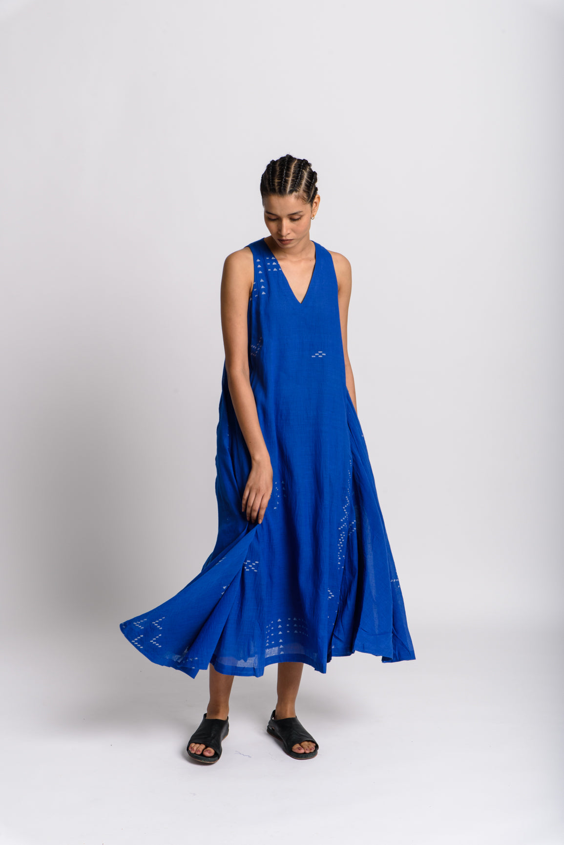 Pleats and Weaves Dress - Blue