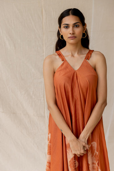 Dancing sunflower dress - rust