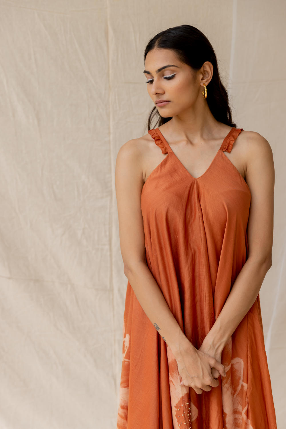 Dancing sunflower dress - rust