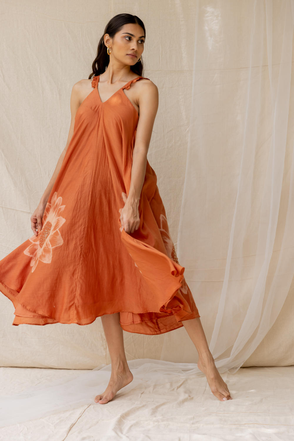 Dancing sunflower dress - rust