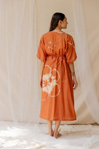 Hibiscus wrap around dress - Rust