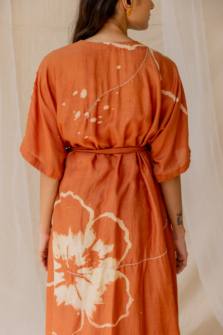 Hibiscus wrap around dress - Rust