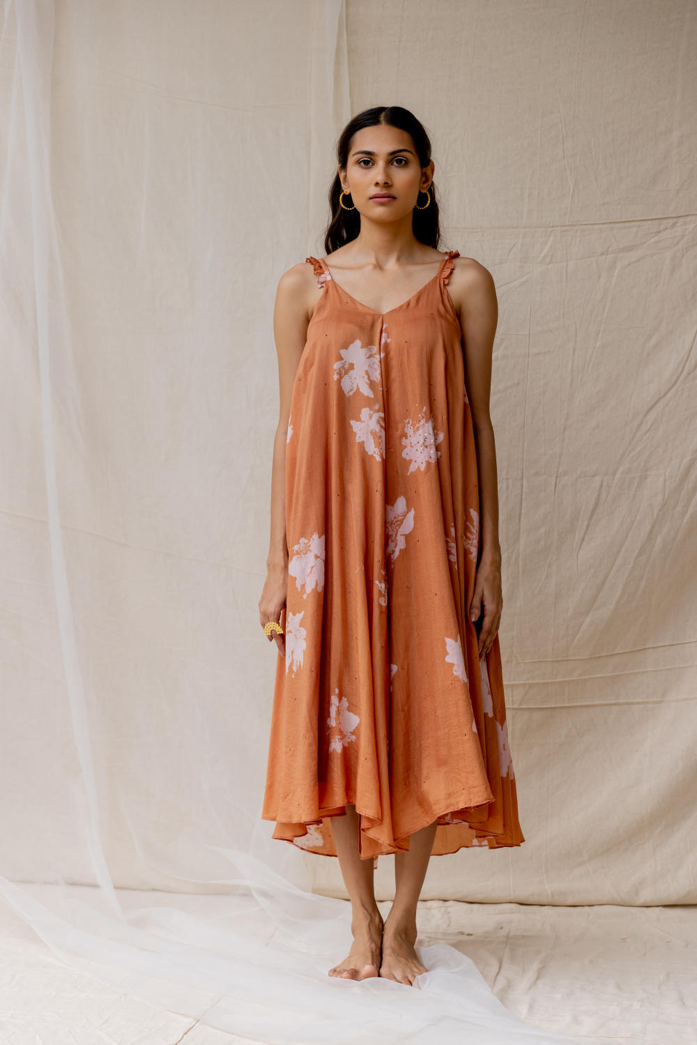 Peony bias dress - dark salmon