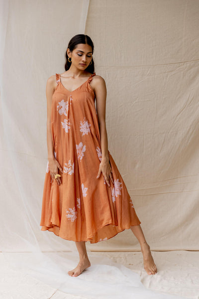 Peony bias dress - dark salmon