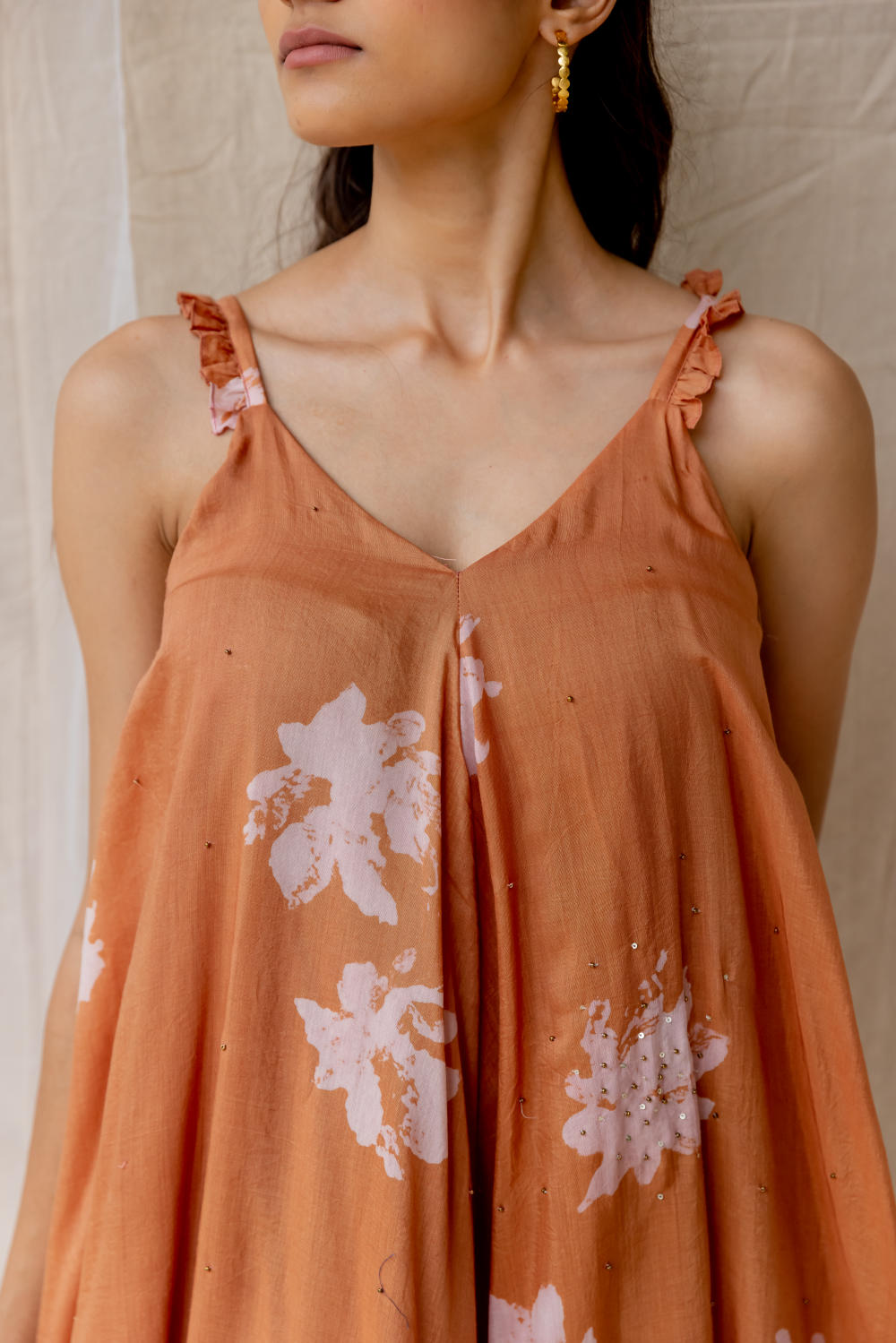 Peony bias dress - dark salmon